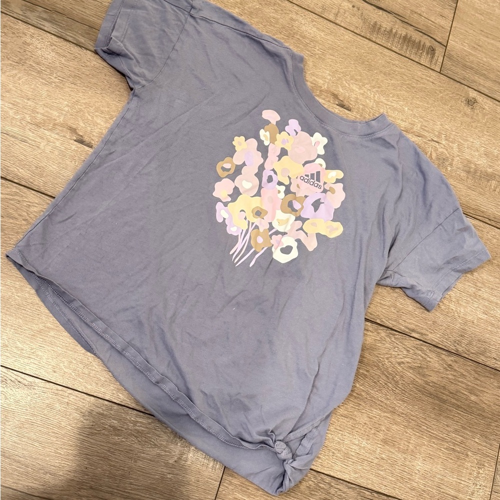 Adidas Lavender Tee with Floral Design
